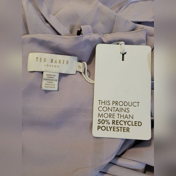 Ted Baker Camylie Lace Insert Asymmetric Pleat Midi Dress NWT sz 2 lilac purple - Picture 5 of 5